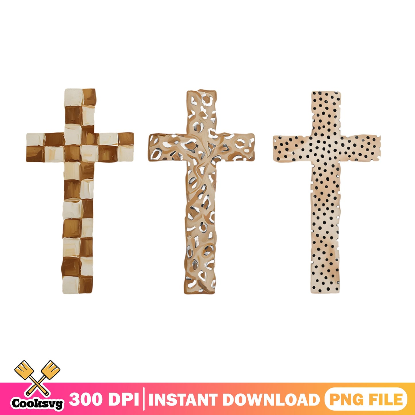Boho Cross PNG Bundle, Leopard Cheetah Cross, Christian PNG