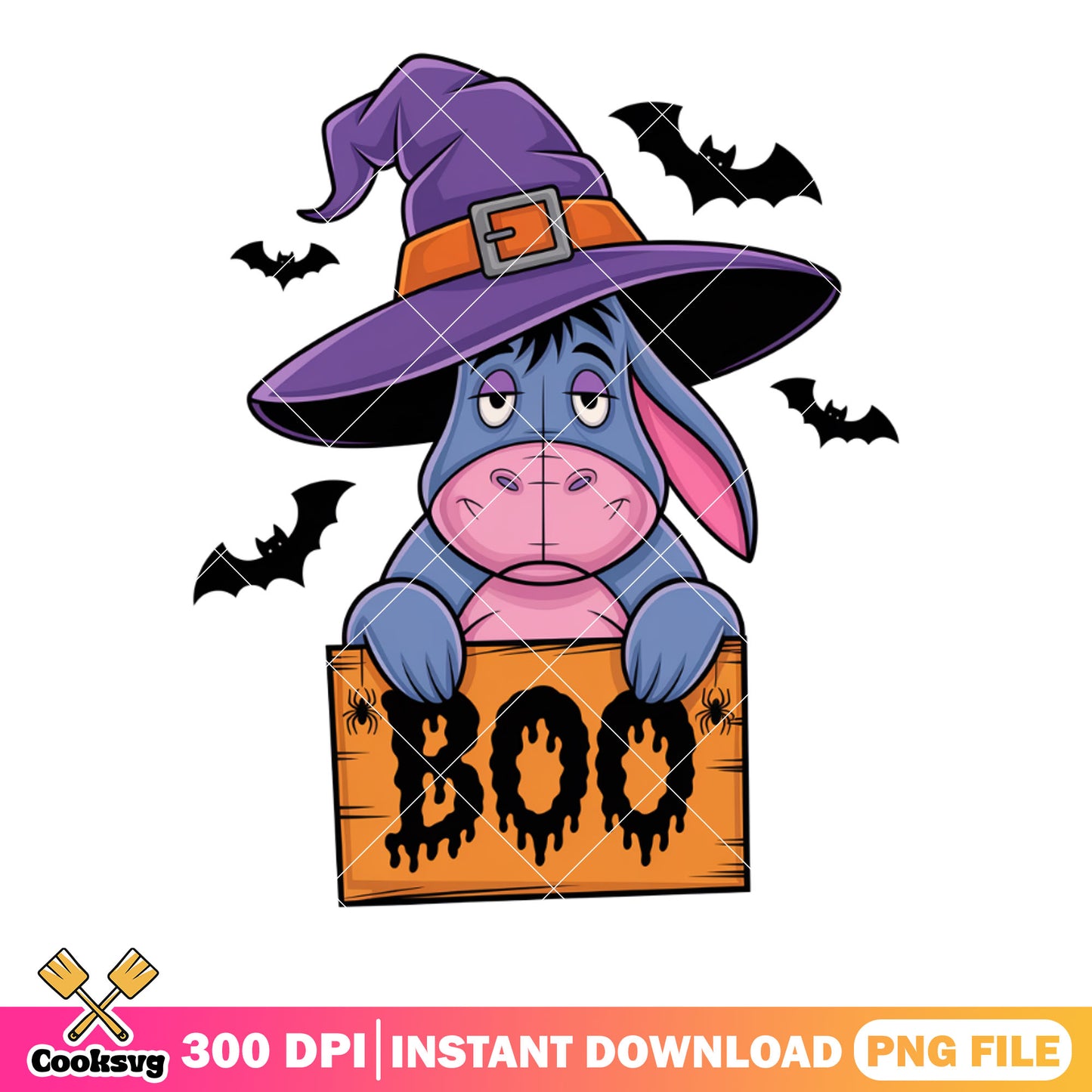 Boo Eeyore png, disney halloween png, scary halloween night png