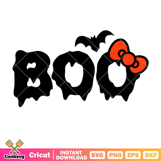 Boo hello kitty bow tie halloween svg, halloween hello kitty svg