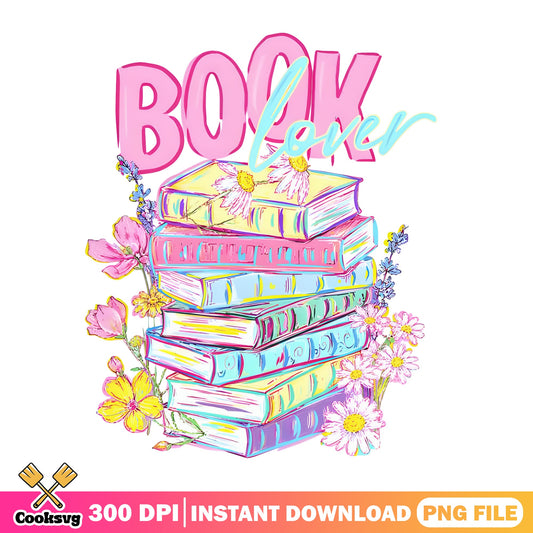Book Lover Floral PNG, Stack Of Books PNG, Reading Gift PNG