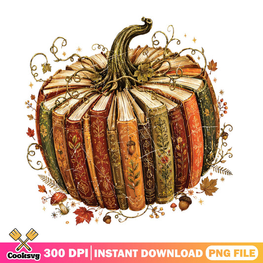 Book Pumpkin Fall PNG, Autumn Bookish Clipart, Halloween PNG