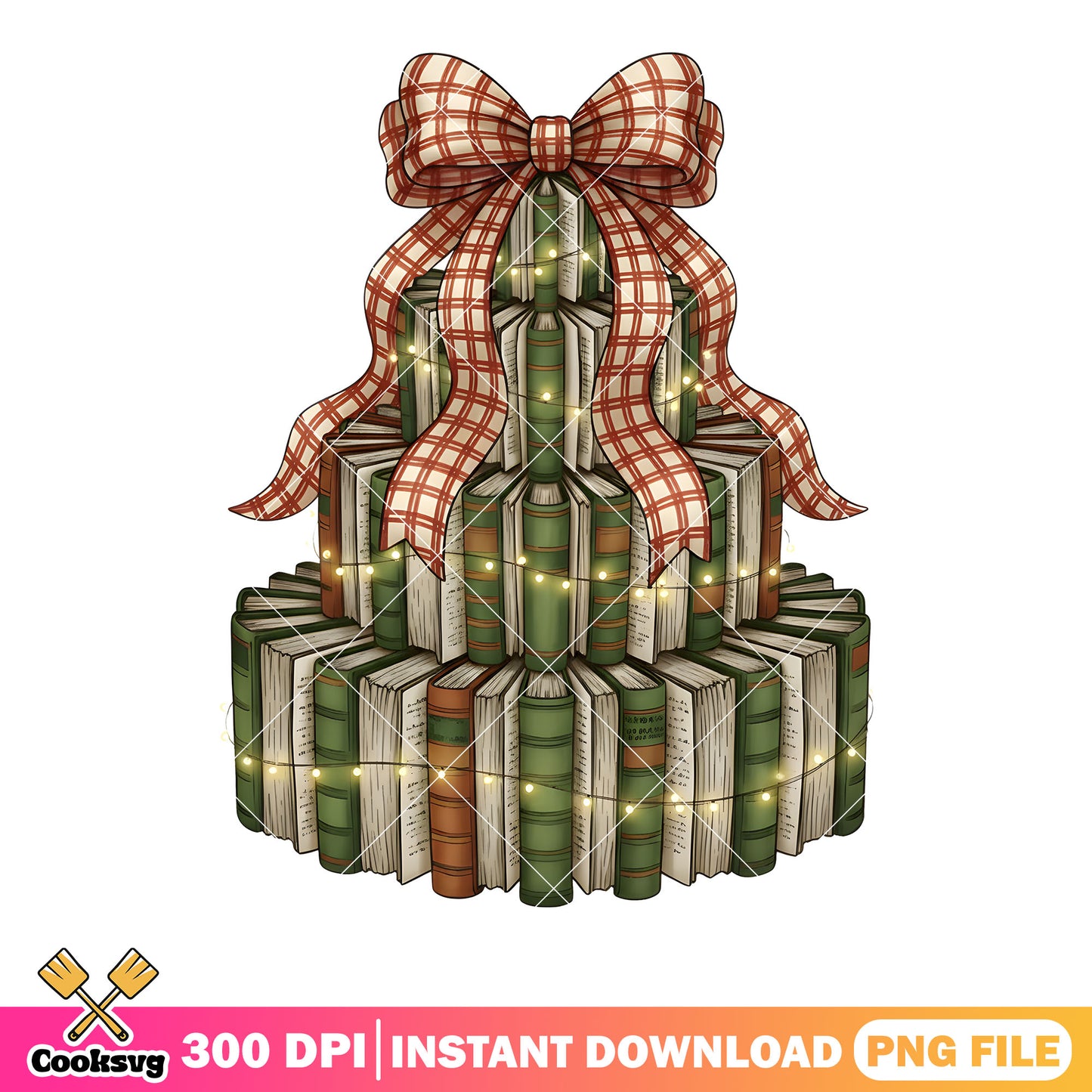 Book tower christmas png, the ancient city book​ png, string light png