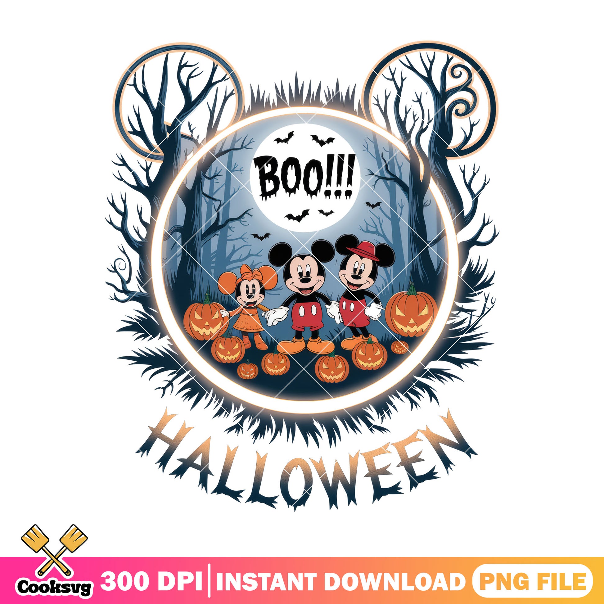 Boo mickey halloween forest png, halloween spirit png, mickey mouse png