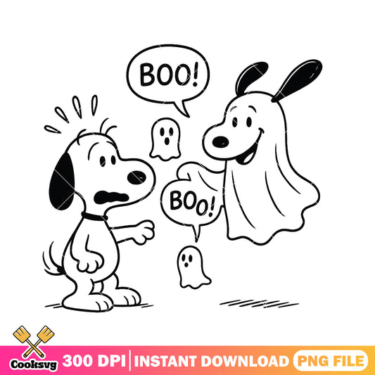 Boo snoopy outline png, snoopy halloween png, halloween ghost png