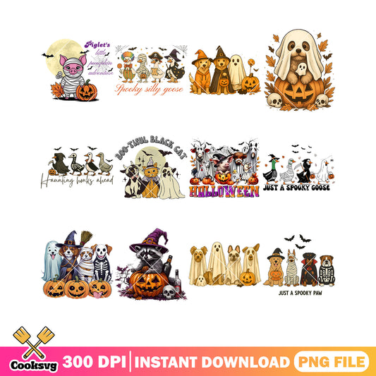 Boo tiful black cat png bundle, ghost blanket png, cute racoon png