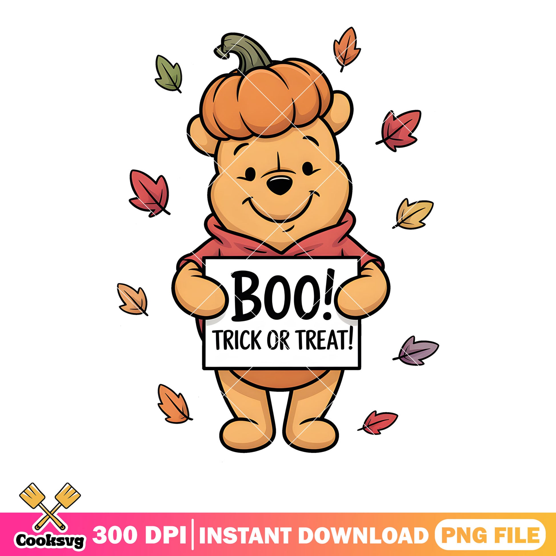Boo trick or treat png, winnie the pooh png, happy halloween png