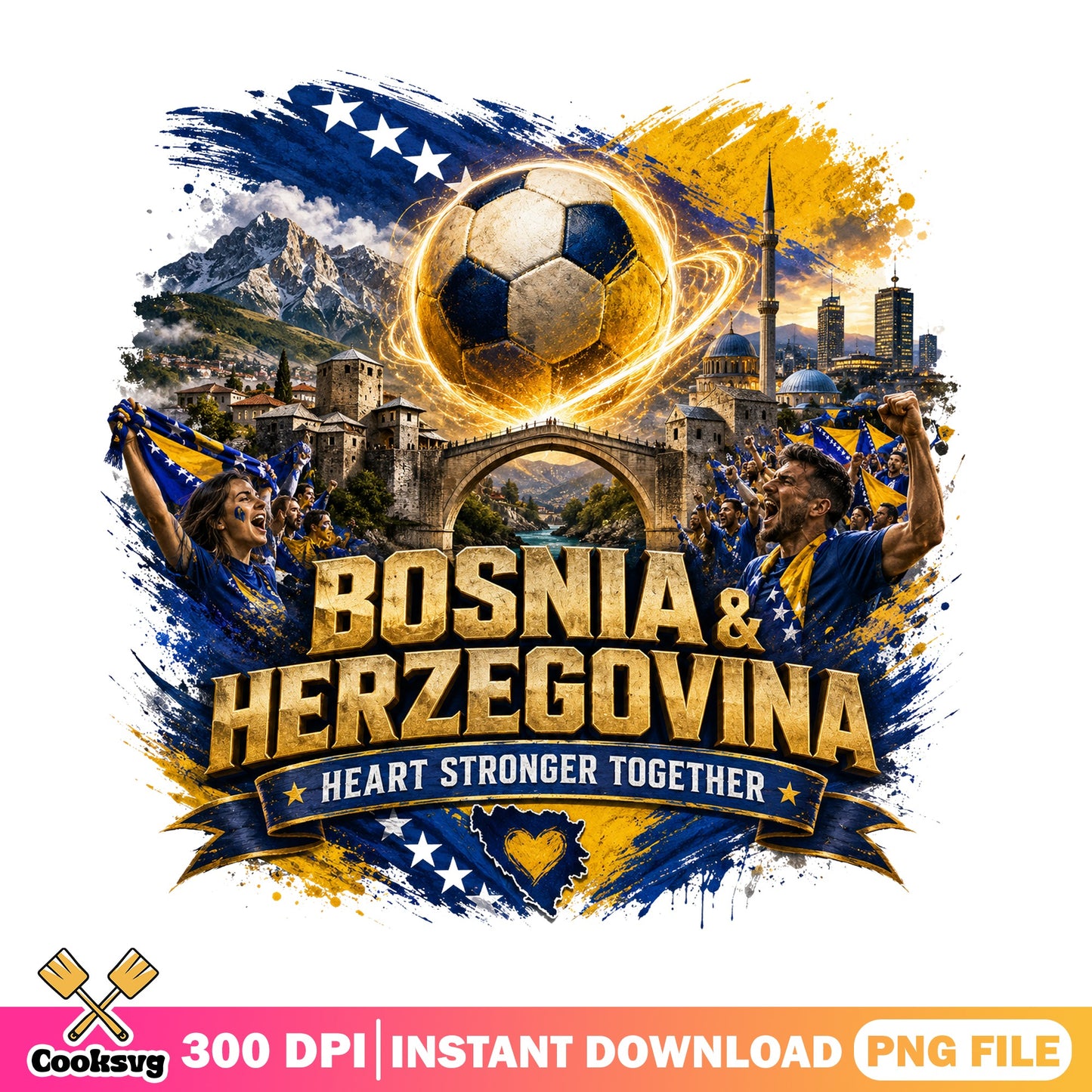 Bosnia And Herzegovina Soccer PNG, Football Fan PNG, Patriotic PNG