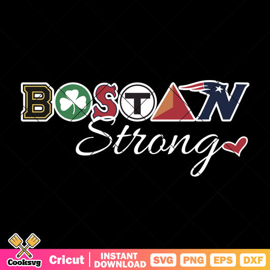 Bosrin strong svg, three clover leaves svg, red heart svg