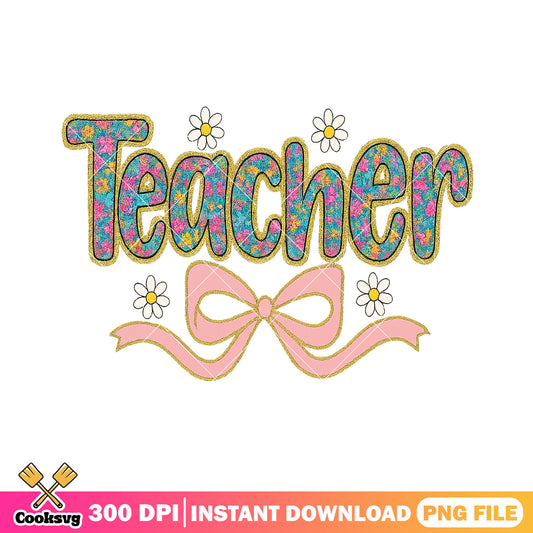 Bow cute teacher png, bow image png, back to school day png