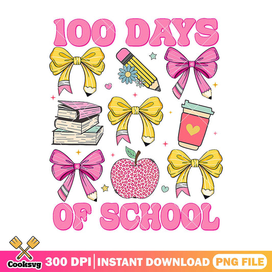 Bows 100 days of school png, happy back to school png, item cute png