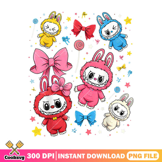 Bow tie and labubu popmart file png, pop mart labubu png, cute labubu png
