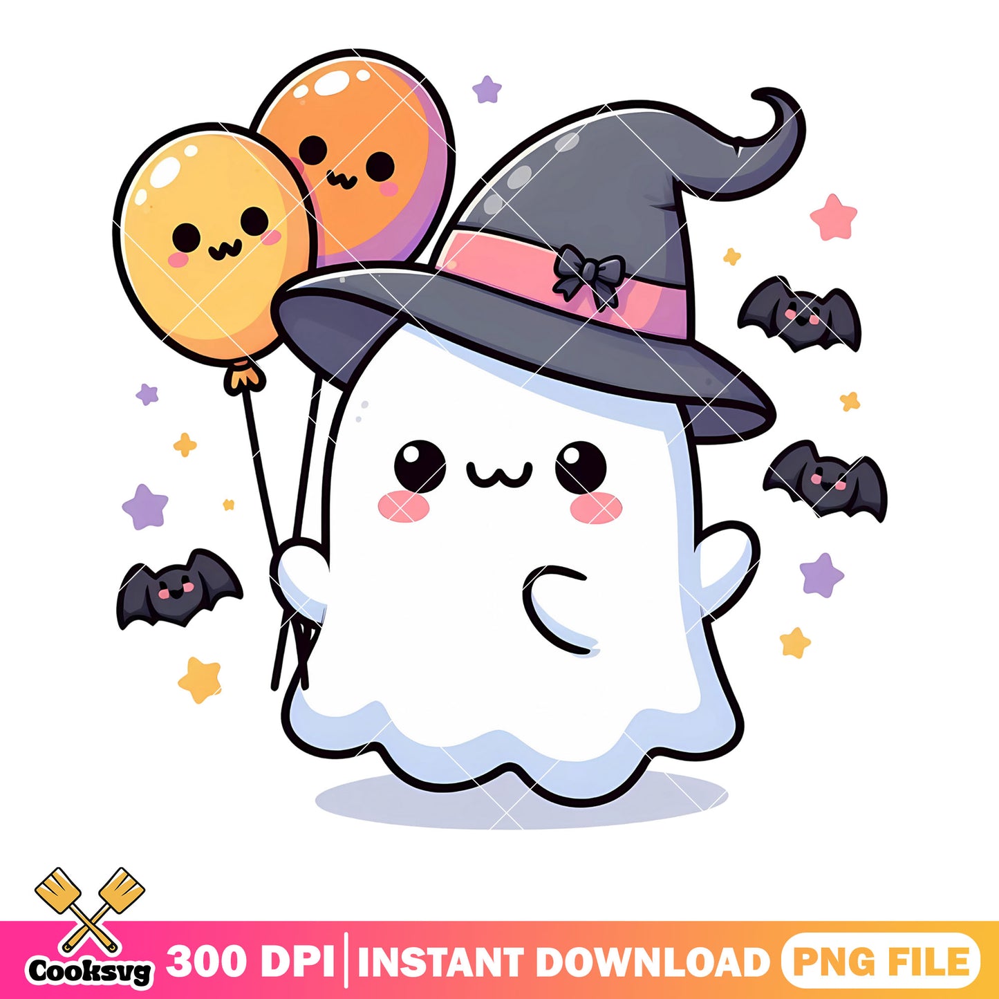 Bow tie witch hat balloon png, ghost costume png, halloween scary png