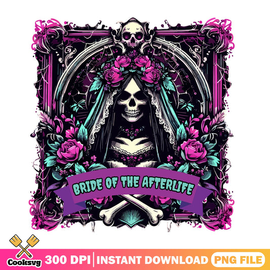 Bride Of The Afterlife PNG, Skeleton Bride Halloween PNG, Gothic Wedding PNG