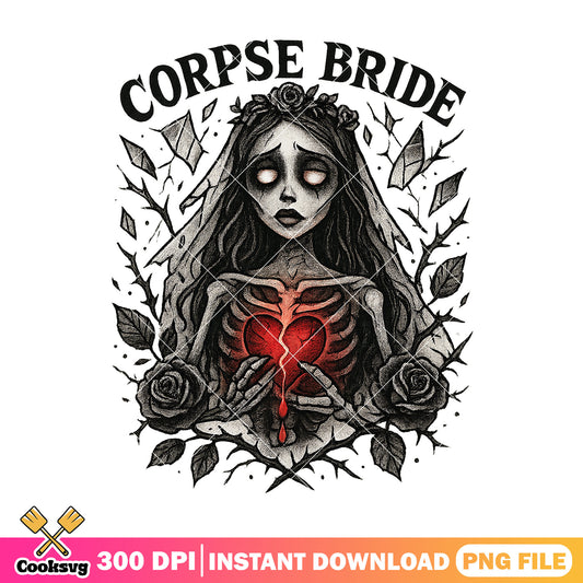 Bride of darkness design png, horror bride png, halloween art png