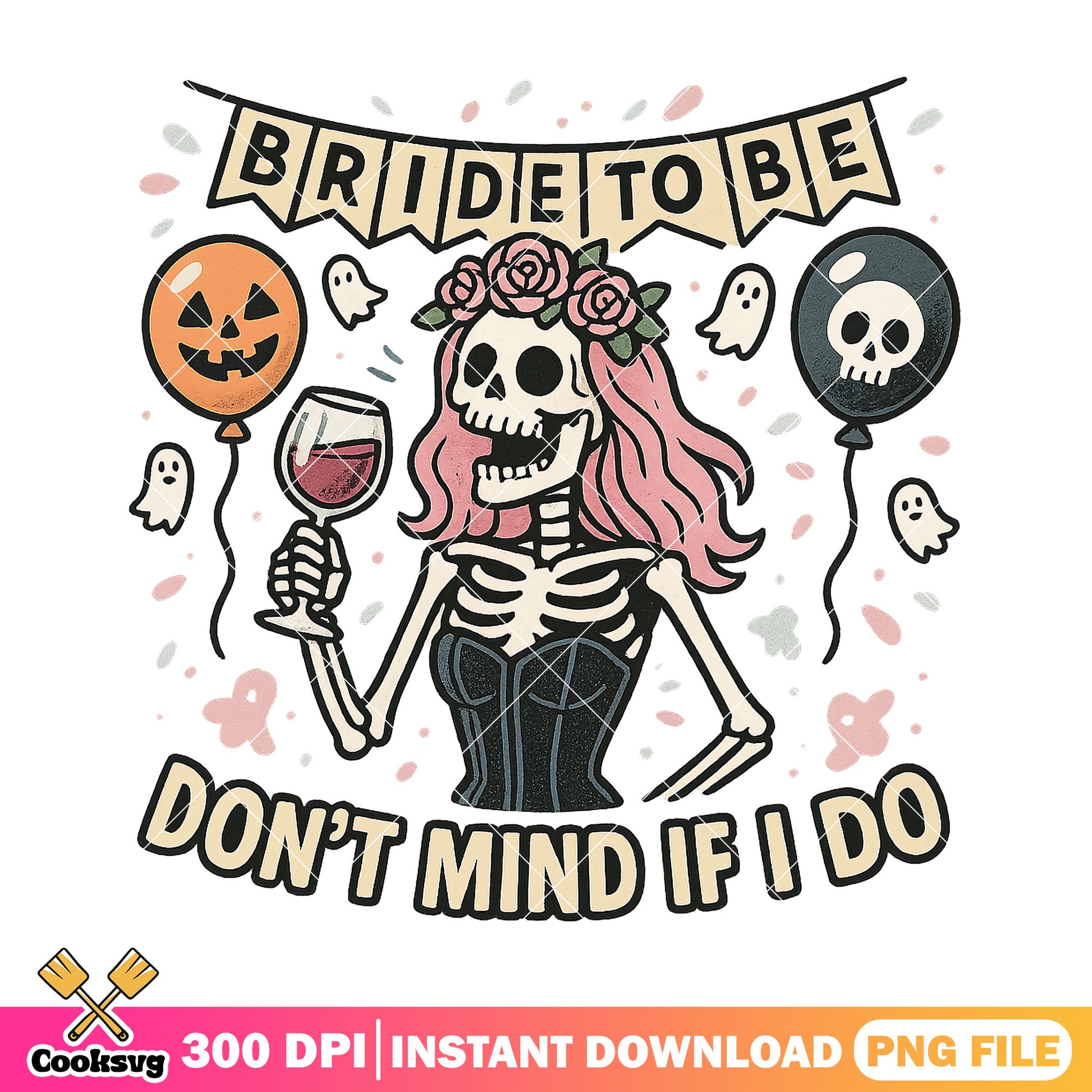 Bride to be design png, horror bride png, skeleton bride png
