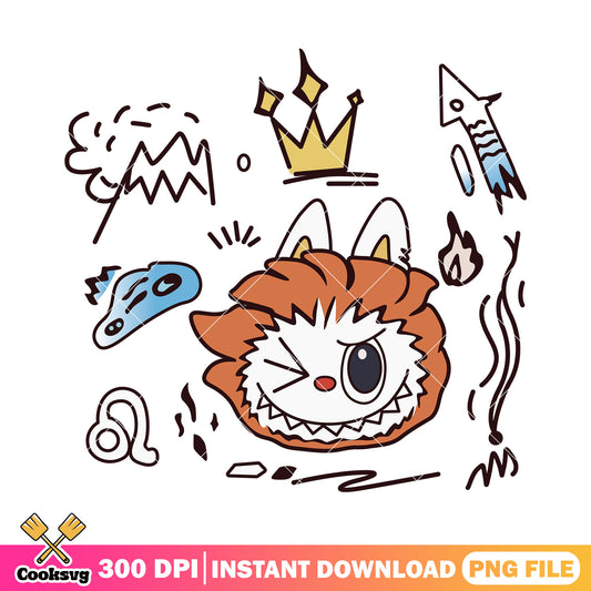 Brown Labubu monster head png, labubu head​ png, labubu dolls png