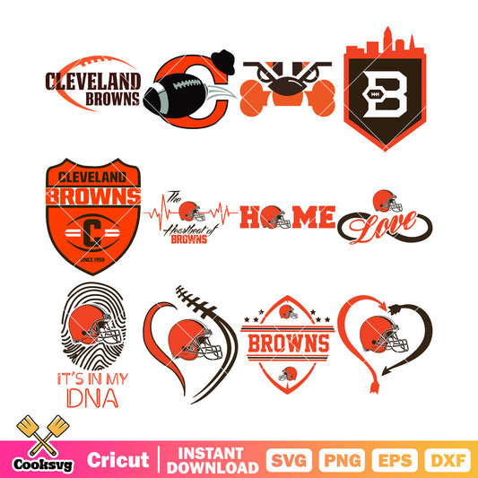 Brown dna bundle svg, cleverland browns bundle svg, rugby helmet bundle svg