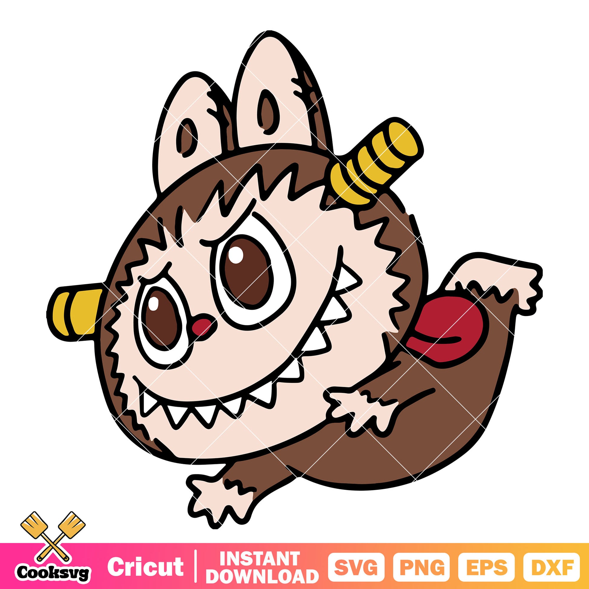 Brown labubu flying svg, brown labubu svg, pop mart labubu svg