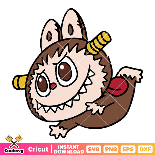 Brown labubu flying svg, brown labubu svg, pop mart labubu svg