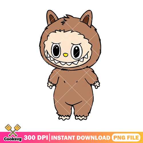 Brown labubu monster png, big labubu png, labubu standing png