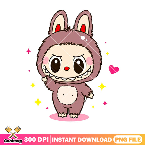 Brown labubu wink png, labubu baby png, labubu plush png