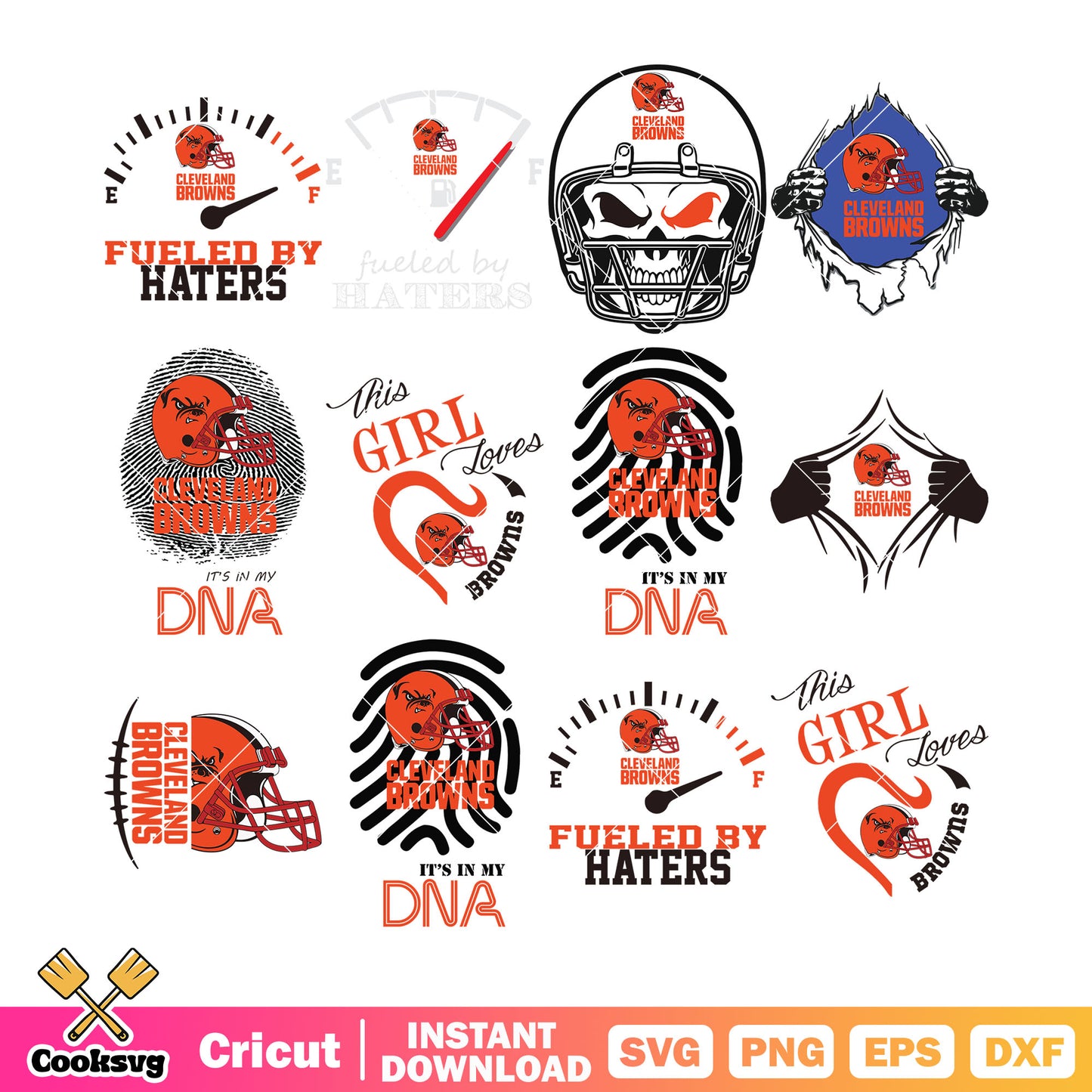Browns cleveland in my heart bundle svg, fingerprint bundle svg