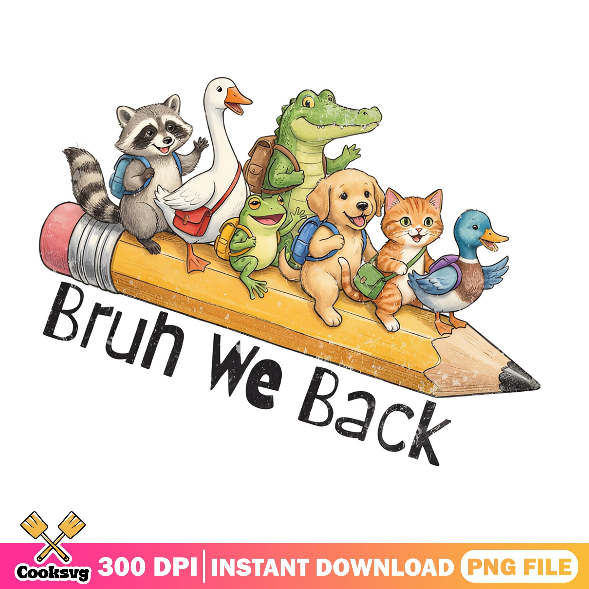 Bruh We Back To School Animals PNG, Back To School PNG, Teacher PNG