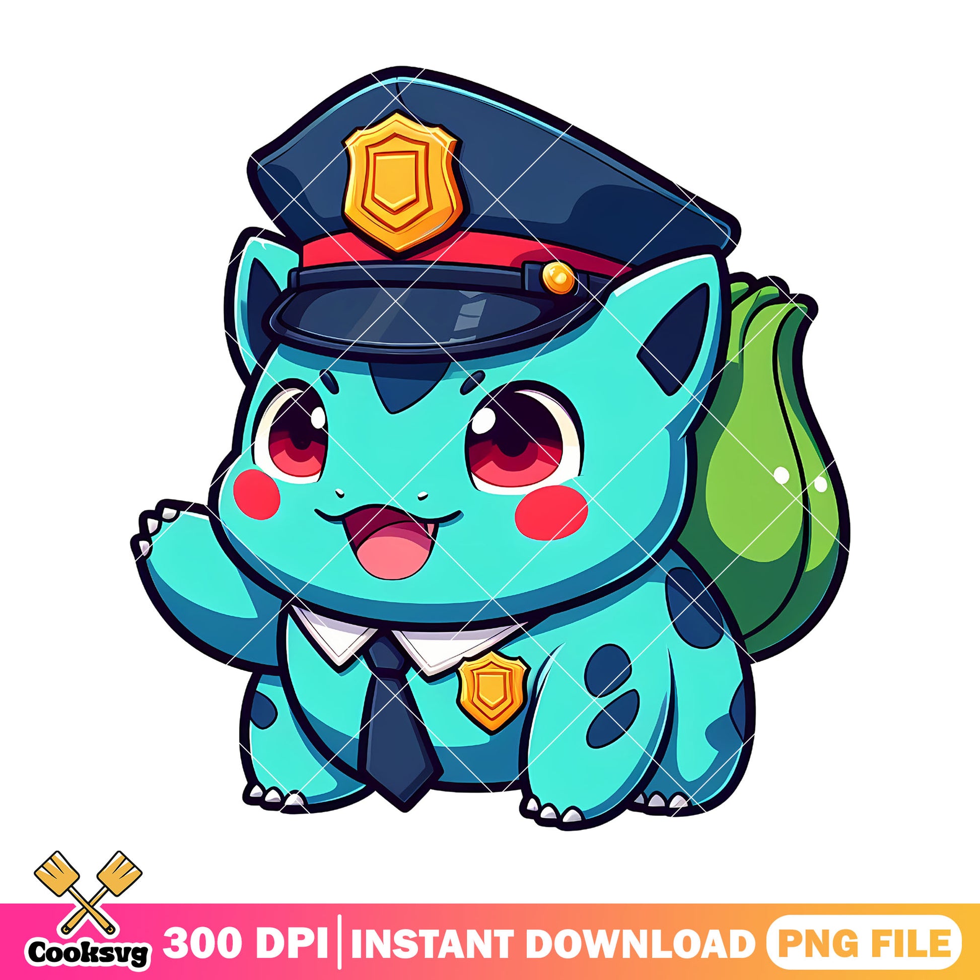 Bulbasaur police design png, pokemon custome png, halloween png