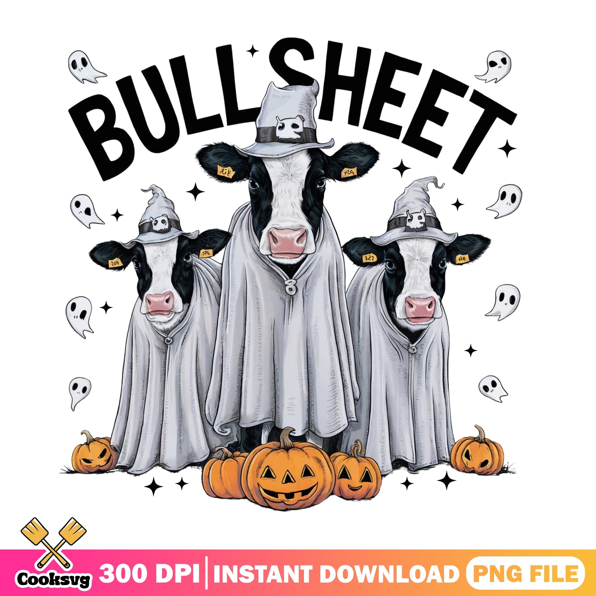 Bull Sheet Halloween Cow PNG, Ghost Cow PNG, Halloween PNG