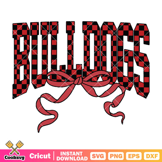 Bulldogs red bow tie svg, bulldogs baseball​ svg, game day svg