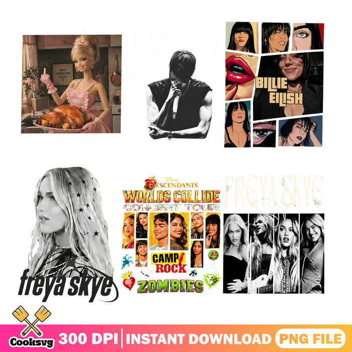Pop Stars Concert PNG Bundle, Freya Skye PNG, Billie Eilish PNG