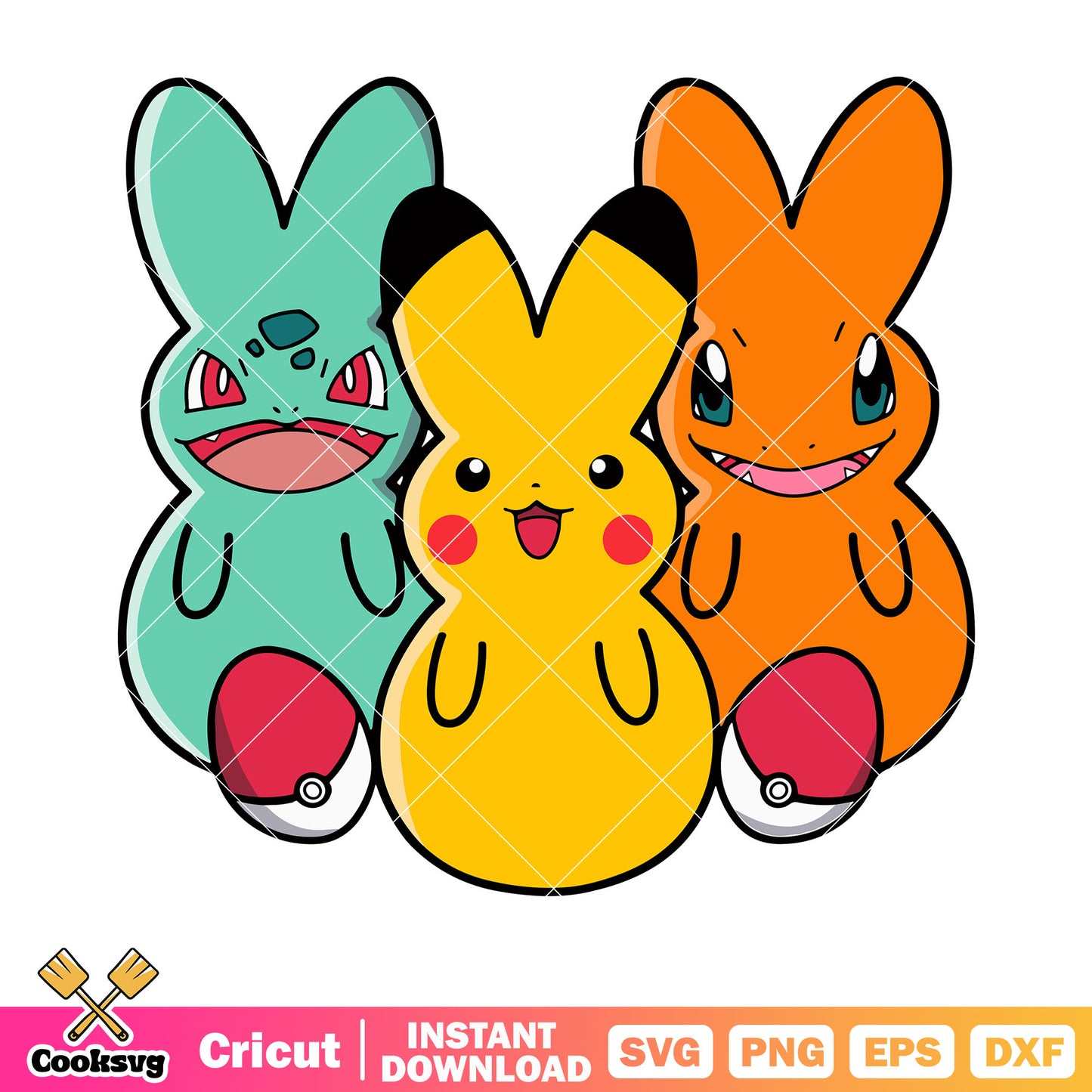Bunny pokemon and pokeball svg, bulbasaur svg, ​charmander svg