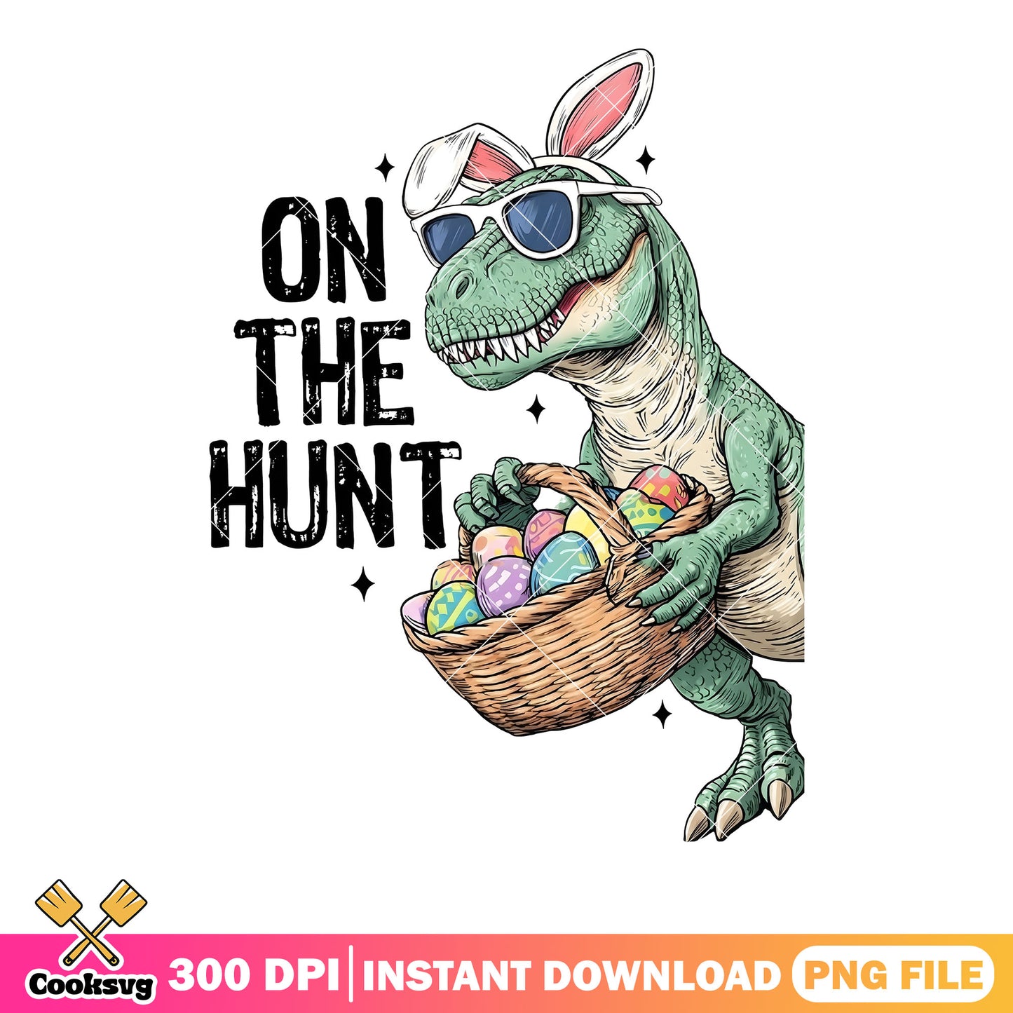 Bunny t rex easter day png, easter egg png, t rex dinosaur​ png