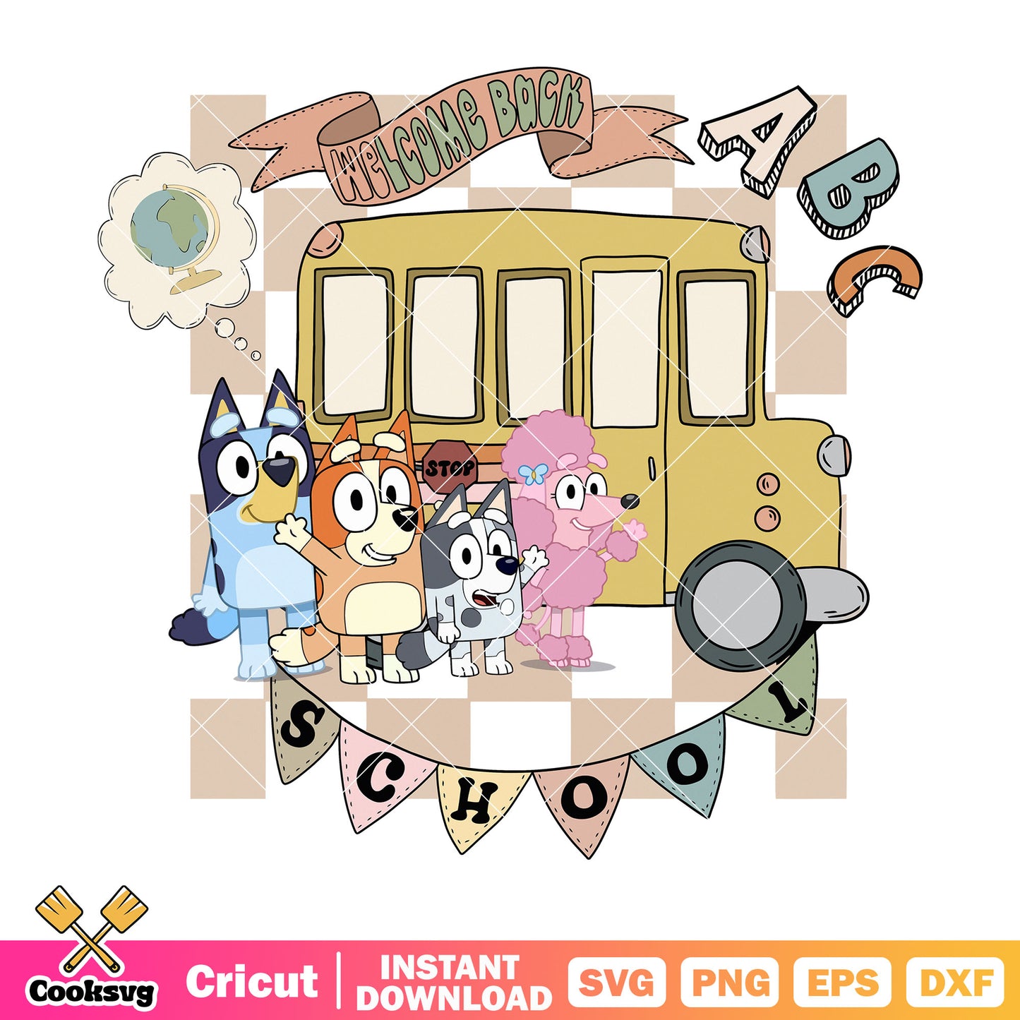 Bus welcome back bluey svg, Bluey movie svg, bluey friends svg