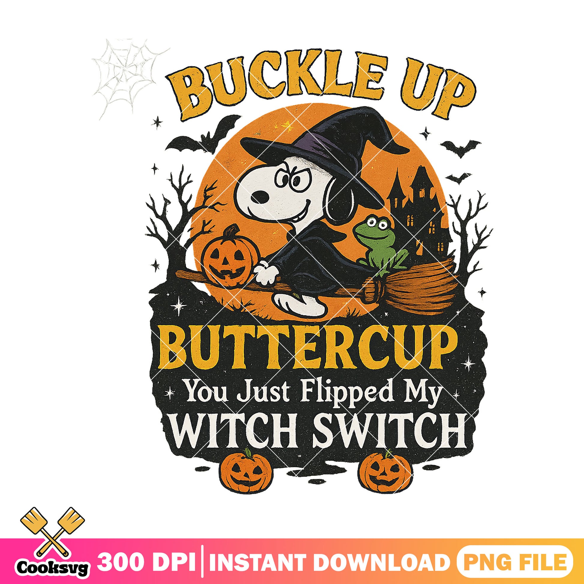 Butter cup snoopy png, snoopy halloween png, halloween jokes png