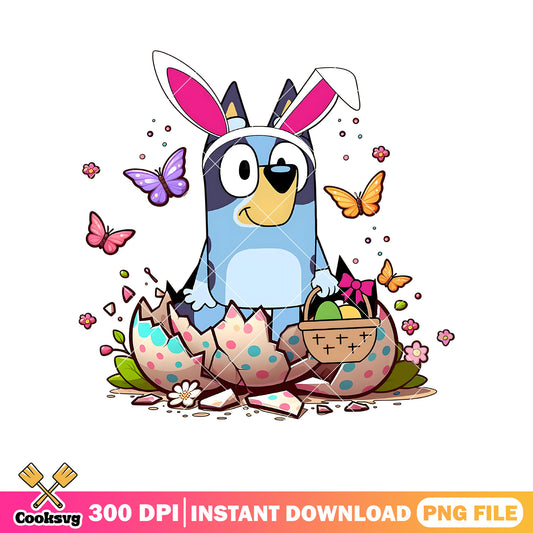 Butterfly happy bluey easter funny png, bluey easter bunny png, bluey dog png
