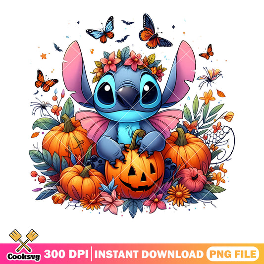 Butterfly jack o lantern png, disney halloween png, flower garland png