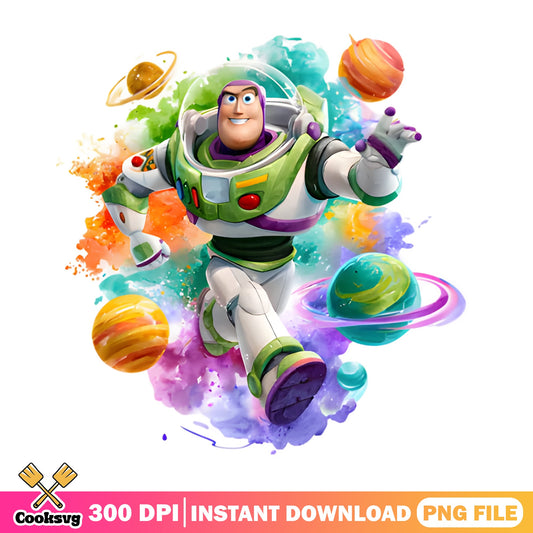 Buzz Lightyear Watercolor PNG, Toy Story Disney PNG, Space PNG