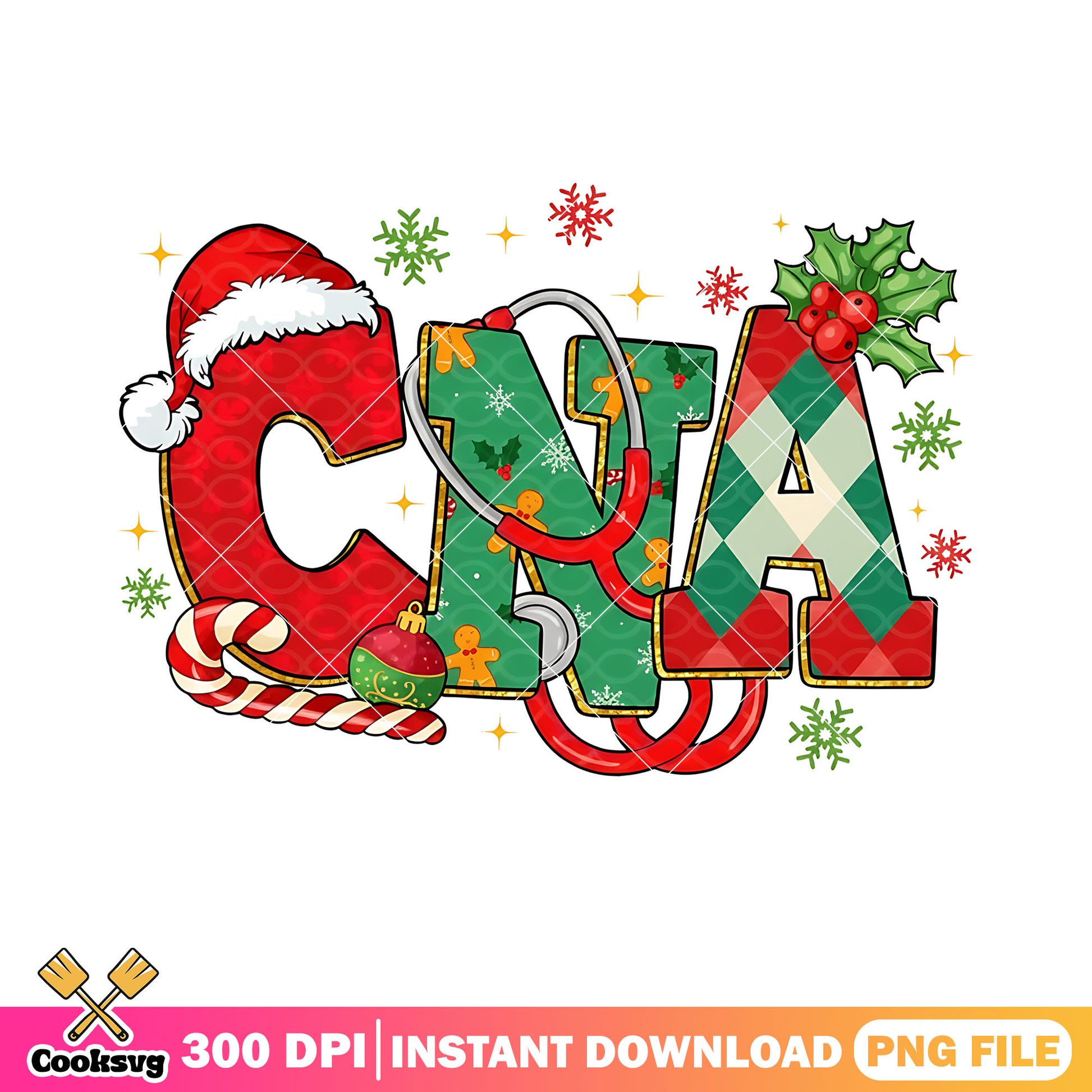 CNA christmas doctor png, santa hat​ png, snow christmas png
