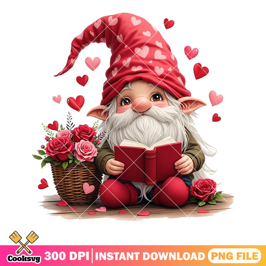 CUte valentines gnomes png, valentines flower png, funny valentines png