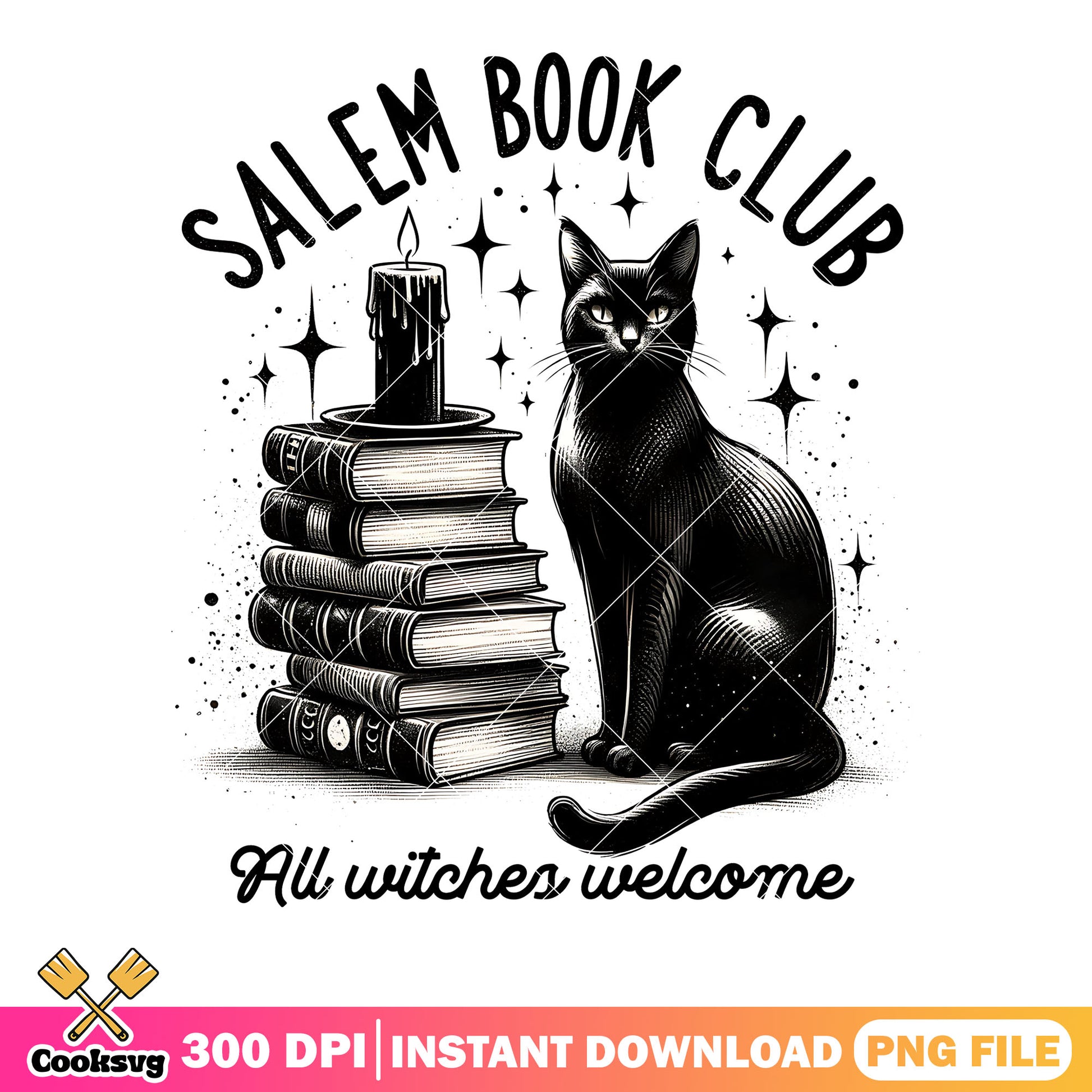 Candle and the black cats png, pile of books​ png, halloween png