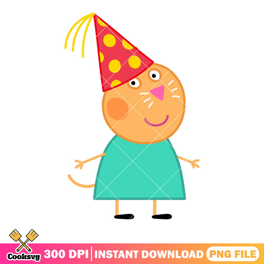 Candy cat with birthday hat png, Peppa Pig Friends png, kids show png