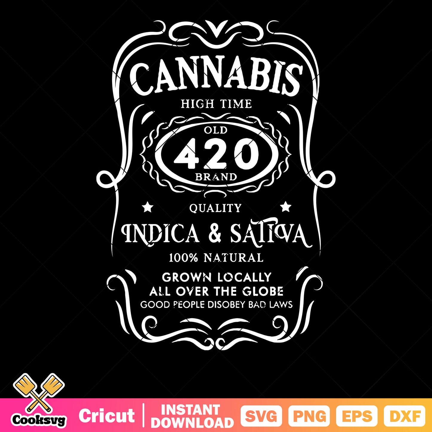 Cannabis high time old 420 brand svg, indica and sativa svg, set time for 420​ svg