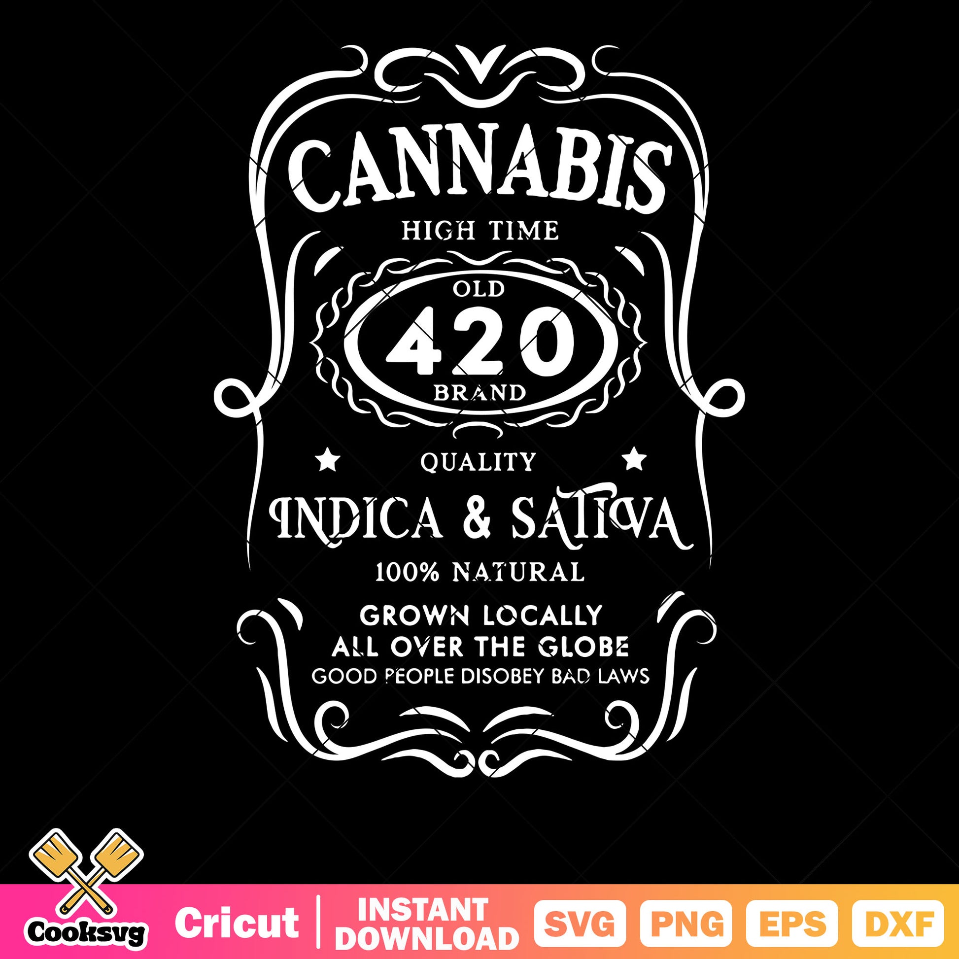 Cannabis high time old 420 brand svg, indica and sativa svg, set time for 420​ svg