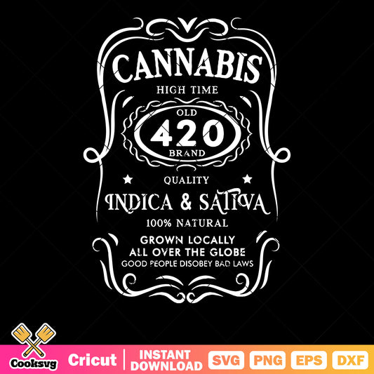 Cannabis high time old 420 brand svg, indica and sativa svg, set time for 420​ svg
