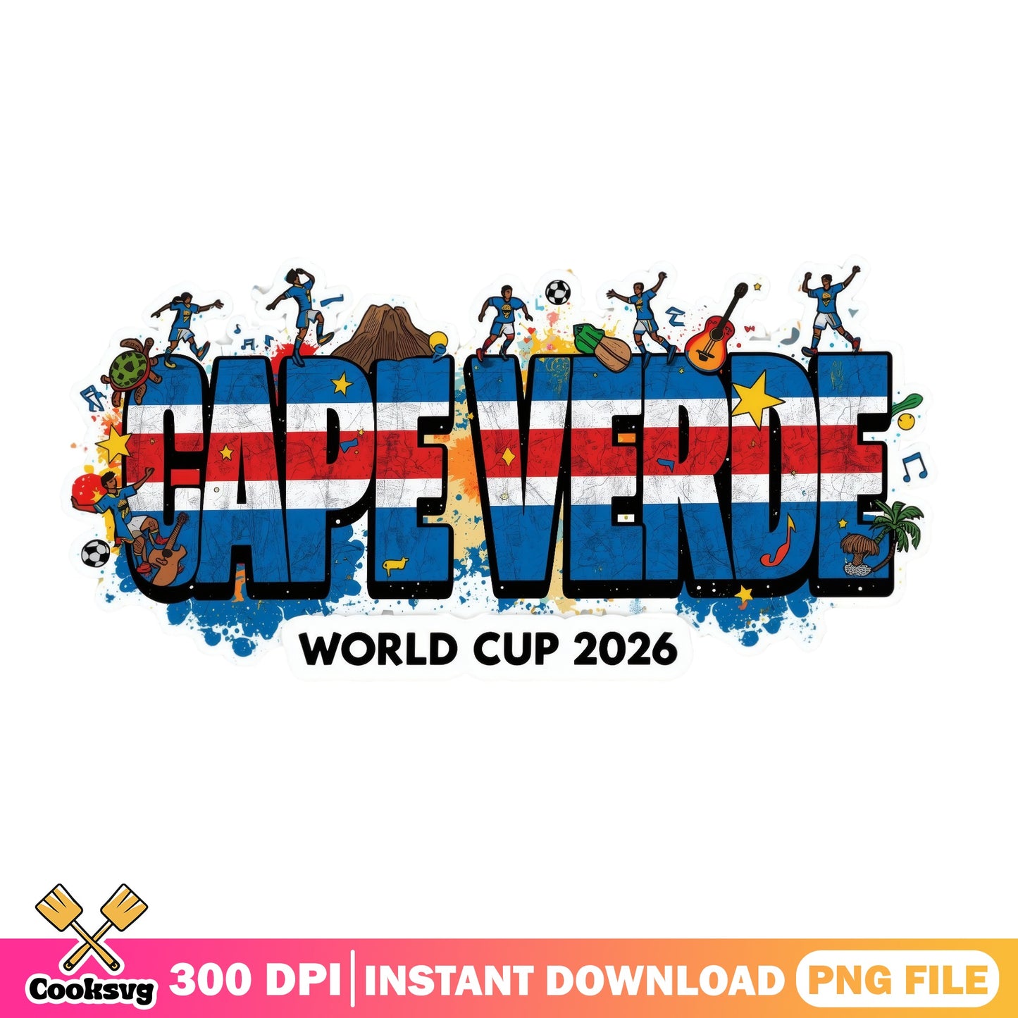 Cape Verde World Cup 2026 PNG, Soccer Fan Gift PNG, Football PNG