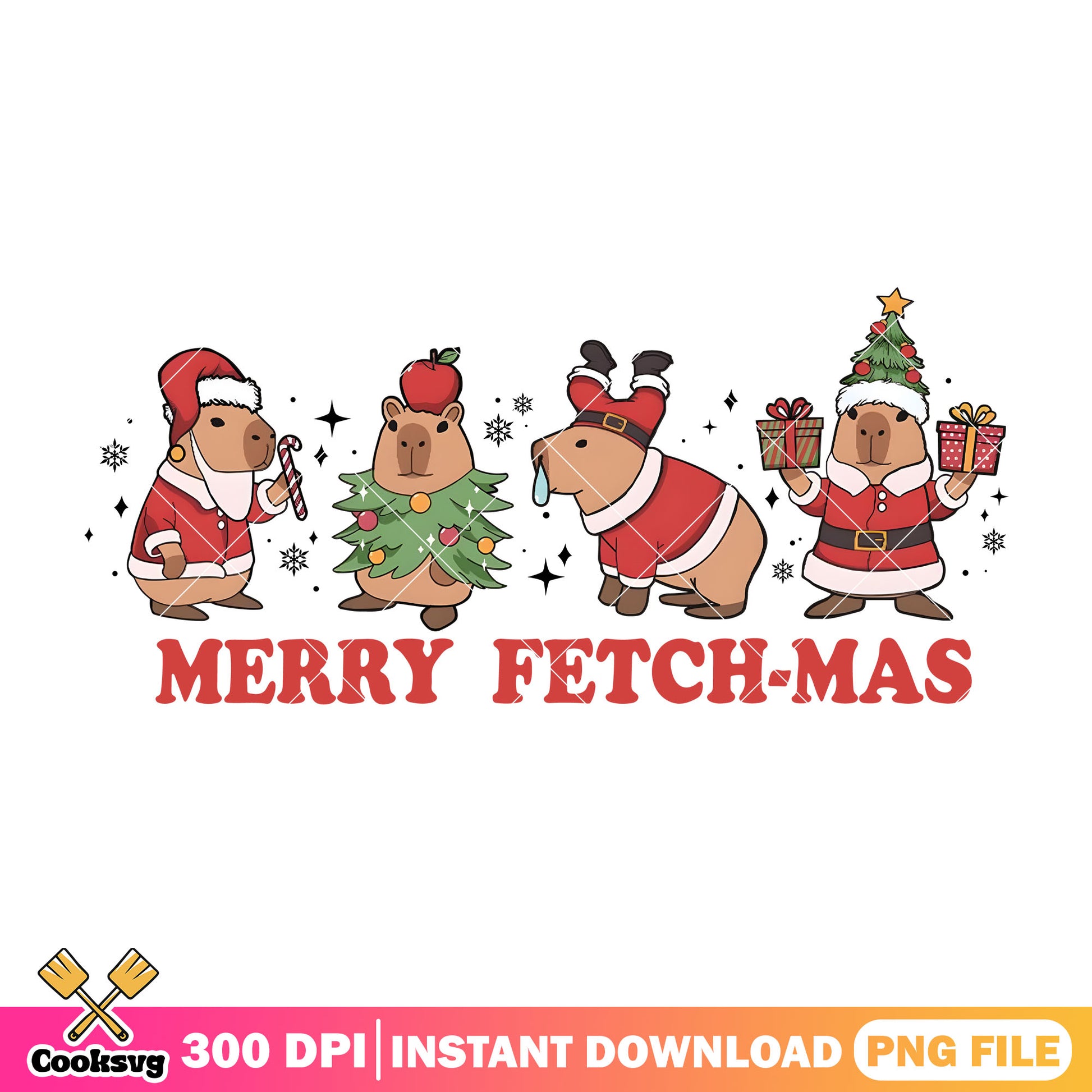 Cappybara merry fetchmas png, cappybara christmas png, merry christmas png