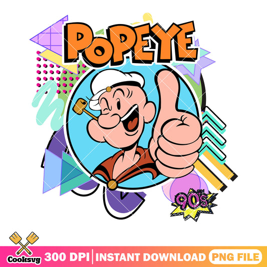 Captain Popeye png, 90s style png, 90s classic cartoon  png