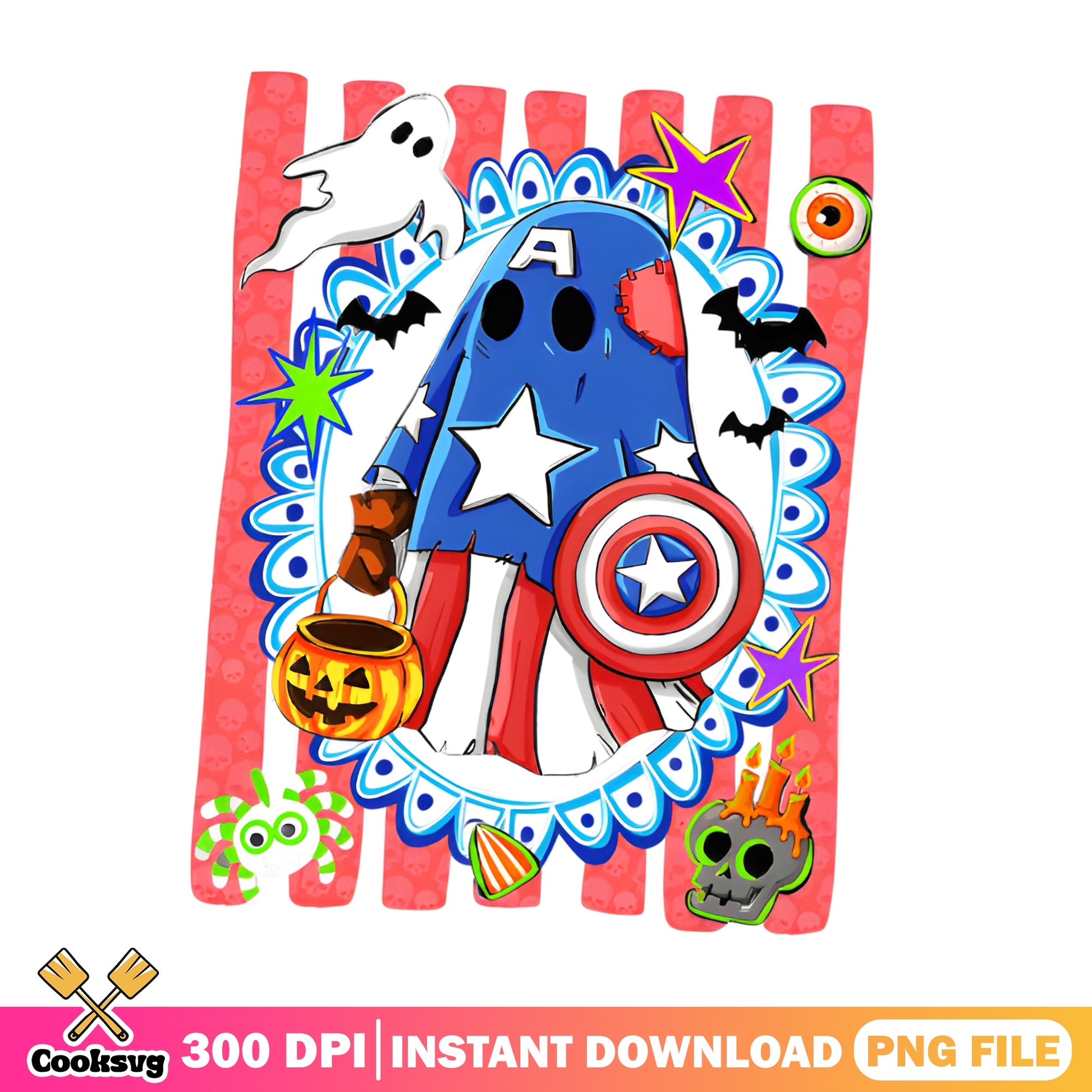 Captain America Halloween PNG, Marvel Halloween PNG, Spooky Superhero PNG
