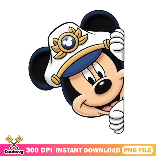Captain Mickey Mouse Peeking PNG, Disney Cruise PNG, Mickey PNG